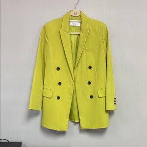 Stradivarius Lime Green Double-Breasted Blazer